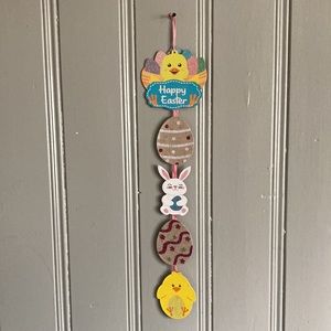 2/$20 NWT Precious Glittered Happy Easter 🐣 🐇 & Eggs Hanging Decoration Sign